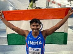 A saltadora tripla indiana Selva Prabhu ganha medalha de prata no campeonato indoor da NCAA A saltadora tripla indiana Selva Prabhu ganha medalha de prata no campeonato indoor da NCAA