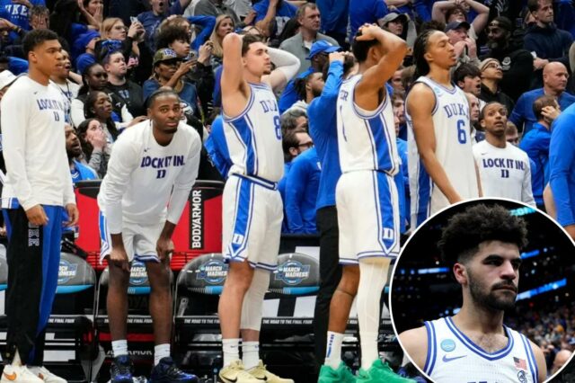 A tendência preocupante de Duke só piorou após a derrota Os jogadores do Duke reagem à derrota para o UConn na Elite Eight do torneio de basquete universitário da NCAA, domingo, 29 de março de 2026.