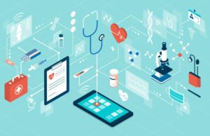 AWS lança uma nova plataforma de agentes de IA especificamente para cuidados de saúde AWS, illustration of telemedicine and online healthcare services