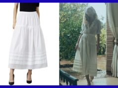 Achei que essa saia de $ 36 fosse a Saia DÔEN Sebastiane de $ 228 Saia midi branca com cintura franzida, detalhes em pintuck e barra com acabamento em renda.