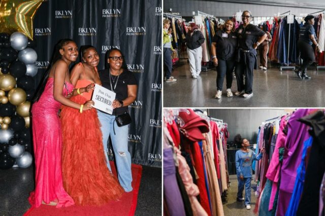 Adolescentes lotam o maior evento de compra de vestidos de baile de Nova York - onde podem escolher vestidos e smokings de graça
