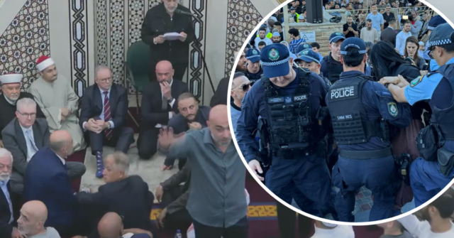 O primeiro-ministro Anthony Albanese foi forçado a deixar a mesquita de Lakemba depois de ser questionado por manifestantes. 