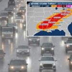 Ameaça de tempestade severa de 1.600 quilômetros chega à Costa Leste no meio da semana após perigosa ameaça de tornado em Heartland