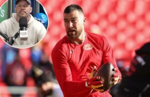 Amigo de Travis Kelce convencido do próximo passo da estrela do Chiefs à medida que a decisão de se aposentar se aproxima O tight end do Kansas City Chiefs, Travis Kelce (87), recebe um passe antes de um jogo da NFL entre o Los Angeles Chargers e o Kansas City Chiefs em 14 de dezembro de 2025 no GEHA Field no Arrowhead Stadium em Kansas City, MO.