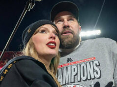 Ao decidir seu futuro na NFL, Travis Kelce diz que foi motivado pela carreira de Taylor Swift Taylor Swift e Travis Kelce após a cerimônia do troféu após a vitória do Chiefs por 32-29 sobre o Buffalo Bills no AFC Championship Game no domingo, 26 de janeiro de 2025.
