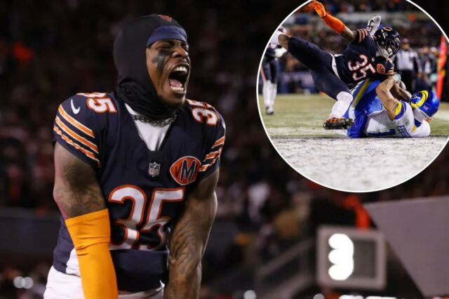 CJ Gardner-Johnson #35 do Chicago Bears entra em campo antes do jogo contra o Green Bay Packers no Soldier Field em 20 de dezembro de 2025 em Chicago, Illinois.