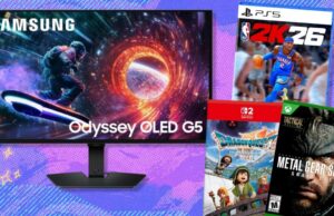 As melhores ofertas de jogos iniciais para comprar antes da Grande Promoção de Primavera da Amazon O monitor de jogos Samsung Odyssey G5 (G50SF) de 27 polegadas em um fundo branco