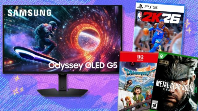 O monitor de jogos Samsung Odyssey G5 (G50SF) de 27 polegadas em um fundo branco