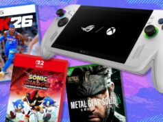 As melhores ofertas de jogos na Amazon Big Spring Sale: Compre PS5, Xbox e Nintendo Switch O ASUS ROG Xbox Ally em um fundo branco
