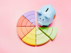 As startups de IA estão consumindo a indústria de risco e os retornos, até agora, são bons High angle view of a piggy bank and colorful pie chart on pink background; cash flow analysis