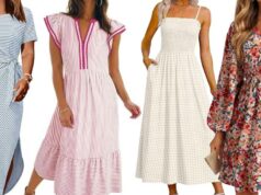 As tendências de vestidos mais fofos da primavera estão florescendo! Compre estilos abaixo de US$ 50 saias maxi jeans