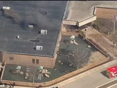 Atirador ativo abre fogo na Sinagoga Temple Israel em Michigan Os policiais responderam à sinagoga, vista aqui, na quinta-feira, com fumaça saindo do telhado e de uma porta lateral