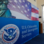 FILE - In this Aug. 17, 2018, file photo, people arrive before the start of a naturalization ceremony at the U.S. Citizenship and Immigration Services Miami Field Office in Miami.