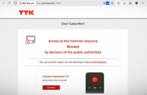 Autoridades russas bloqueiam site de remoção de acesso pago Archive.today a screenshot showing Archive.today blocked, attributing the block to Russian authorities.