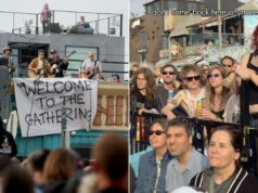 Banda lendária dos anos 90 faz show surpresa em Venice Beach Weezer apresentando um set acústico no telhado do Hinano Cafe em Venice Beach.