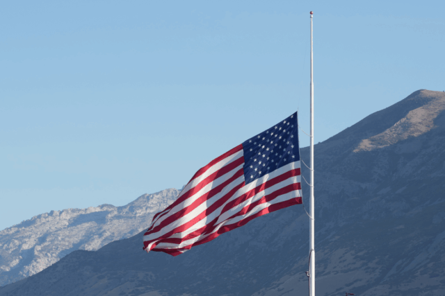 American flag at half staff on September 11, 2025 in Orem, Utah - file image