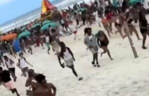 Banhistas fogem de praia na Flórida após ouvirem tiros Banhistas fogem de praia na Flórida após ouvirem tiros