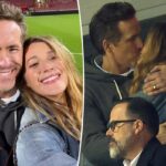Blake Lively e Ryan Reynolds se beijam apaixonadamente no jogo do Wrexham em meio a seu drama jurídico