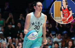 Breanna Stewart ’50/50′ sobre se a temporada da WNBA começará sem demora à medida que o prazo se aproxima Breanna Stewart dribla uma bola de basquete em um estádio.