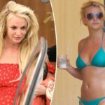 Britney Spears e Sam Asghari saindo do hotel The Montage.