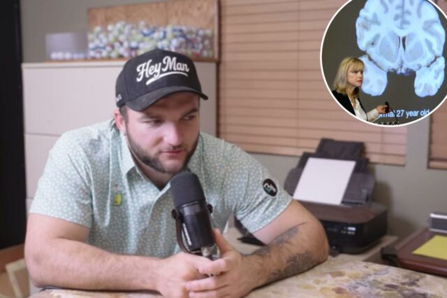 O quarterback do New York Giants, Jaxson Dart, e o running back Cam Skattebo conversam antes do jogo.