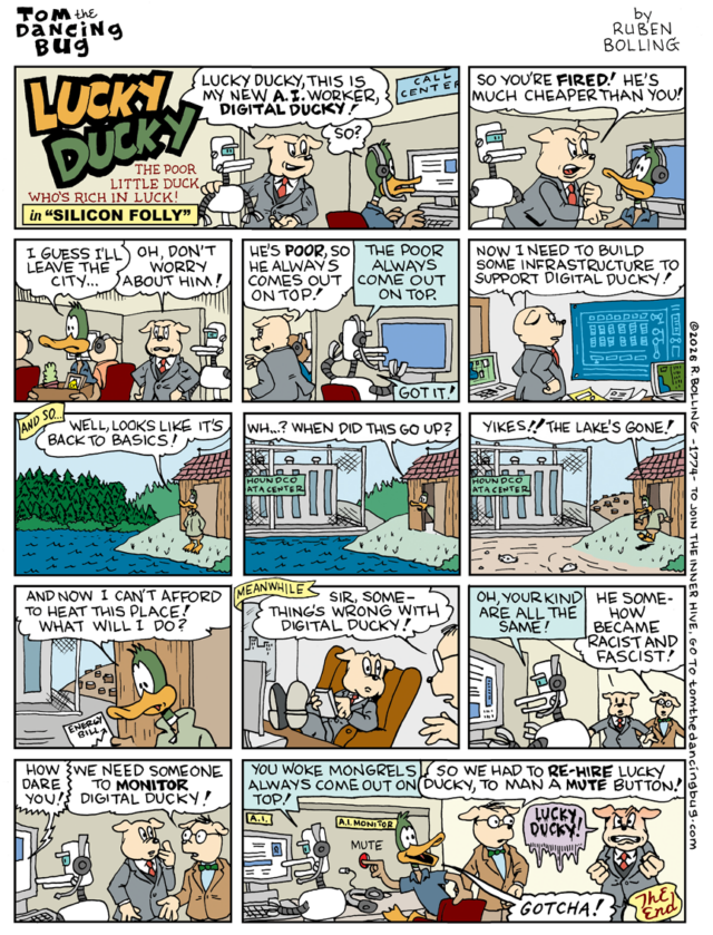 Cartoon: Tom the Dancing Bug apresenta Lucky Ducky, em 'Silicon Folly'
