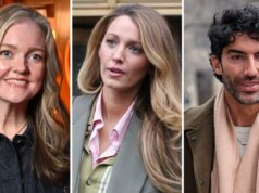 Colleen Hoover diz que está aprendendo a separar o drama ‘It Ends With Us’ do filme: ‘Estou tão orgulhosa desse filme’ | Vídeo Colleen Hoover, Blake Lively e Justin Baldoni (Getty Images)