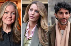 Colleen Hoover diz que está aprendendo a separar o drama ‘It Ends With Us’ do filme: ‘Estou tão orgulhosa desse filme’ | Vídeo Colleen Hoover, Blake Lively e Justin Baldoni (Getty Images)