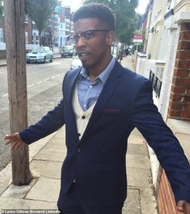 Comerciante de criptografia que se autodenomina o 'Lobo do oeste Lance Gittens-Bernard (visto em uma foto de seu LinkedIn), 38, que se refere a si mesmo como o ‘Lobo do oeste de Londres’, negou ter perseguido sua ex-namorada