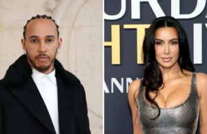 Como Lewis Hamilton se sente em relação a Kim Kardashian em meio ao romance Lewis Hamilton perguntou sobre o romance de Kim Kardashian pela primeira vez