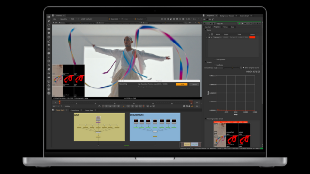 um novo macbook pro contra um fundo preto