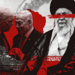 Pessoas observam a fumaça subindo no horizonte após uma explosão em Teerã, no Irã.