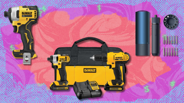 Conjunto de chave de perfuração sem fio Dewalt 20V MAX em fundo branco