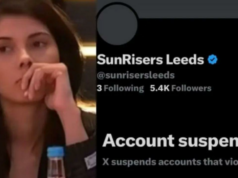 Conta X oficial do Sunriser Leeds suspensa após compra do paquistanês Abrar Ahmed Conta X oficial do Sunriser Leeds suspensa após compra do paquistanês Abrar Ahmed