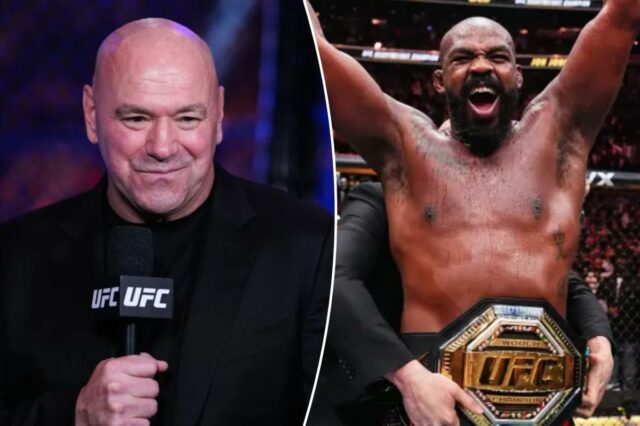 O CEO e presidente do UFC, Dana White, fala durante o evento UFC 326 na T-Mobile Arena em 7 de março de 2026 em Las Vegas, Nevada.  