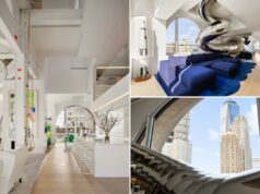 Dentro de uma cobertura de US$ 20 milhões em Nova York com balanço de corda, parede de escalada – e escorregador em espiral de 4 andares Dentro de uma cobertura de US$ 20 milhões em Nova York com balanço de corda, parede de escalada – e escorregador em espiral de 4 andares