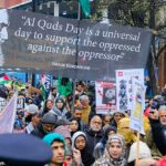 Deputados e especialistas em policiamento lideraram apelos para proibir a manifestação de Al Quds, uma marcha anual em Londres em apoio ao regime iraniano (Foto: Marcha anual do dia Al-Quds em Londres, em 23 de março de 2025)