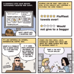 Desenho animado: Caos no comércio eletrônico