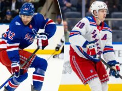 Dois Rangers perderão tempo devido a lesões: ‘vai ser semana após semana’ Noah Laba faz um passe durante a derrota dos Rangers para os Kings em 16 de março de 2026.