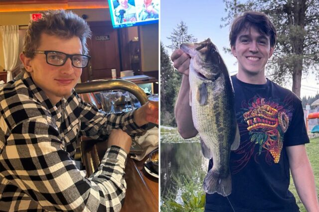 Sidney Mohorovich segurando um grande robalo que pescou.