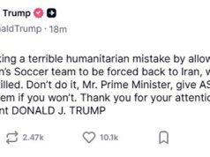 Donald Trump alerta a Austrália para NÃO permitir que as estrelas do futebol feminino do Irã voltem para casa depois que as jogadoras fizeram sinais de SOS: ‘Elas provavelmente serão mortas’ Donald Trump alerta a Austrália para NÃO permitir que as estrelas do futebol feminino do Irã voltem para casa depois que as jogadoras fizeram sinais de SOS: 'Elas provavelmente serão mortas'