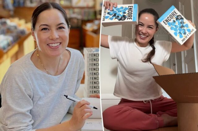 Editores cantam karaokê no lançamento do romance de estreia de Juliet Izon, 'Encore'
