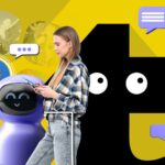 Mão saindo de um telefone segurando um cartão Gemini, com ícones de relâmpagos, brilhos e uma lâmpada ao redor