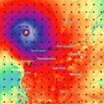 Mapa de rastreamento do vento do ciclone tropical Narelle