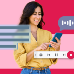 Um smartphone mostrando o recurso de acessibilidade do Live Transcribe