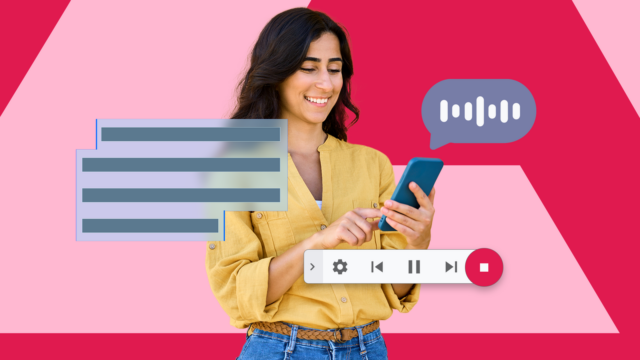 Um smartphone mostrando o recurso de acessibilidade do Live Transcribe