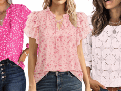 Estas lindas blusas de Páscoa elevam instantaneamente os trajes de primavera, a partir de US$ 14 Therese Hellström @tesshell usa óculos de sol gatinho branco, vestido midi de lã listrado multicolorido com mangas compridas, bolsa Hermes de couro marrom, sapatos verdes de bico fino com pérolas metálicas, em 08 de abril de 2021 em Paris, França.