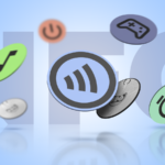 Close da tela de um smartphone exibindo o painel Configurações rápidas do Android, com o logotipo do Android visível na parte inferior