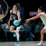 Breanna Stewart do Mist dribla a bola contra Kelsey Plum do Phantom durante o primeiro quarto do jogo Unrivaled 2026 na Sephora Arena em 7 de fevereiro de 2026 em Medley, Flórida.