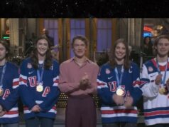 Estrelas do hóquei feminino dos EUA protegem o presidente Trump no ‘SNL’ EUA hóquei snl